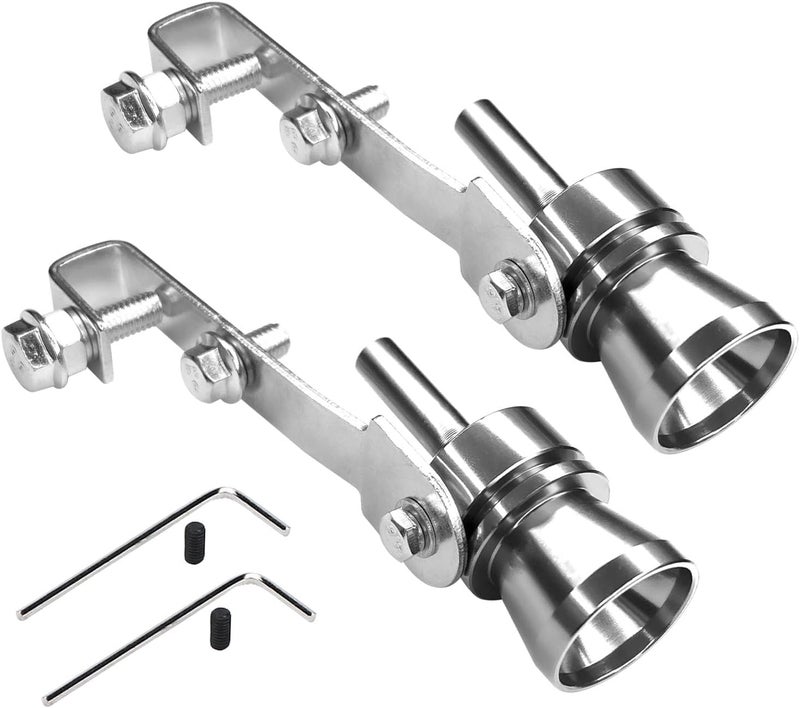 Hirificing 2PCS Exhaust Turbo Whistle, Loud Turbo Sound Booster Exhaust Muffler Pipe Aluminum Alloy Whistle,Car Roar Maker Turbo Sound Enhancer Whistle Simulator(XL-Silver) - Image 1